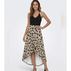 Kilig Leopard Print Strappy Racerback Vneck Midi Dress Size XL NWT